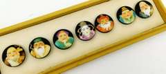Toshikane Japan 7 Fortune Gods Handpainted Buttons