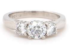 1.50ctw Round Diamond Three Stone Engagement Ring in Platinum
