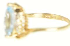 14K Yellow Gold Marquise Blue Topaz Diamond Accent Bypass Ring