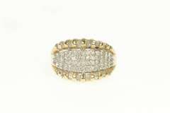 10K Yellow Gold 0.65 Ctw Diamond Encrusted Graduated Band Ring