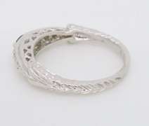 14k White Gold Blue Sapphire and Diamond Carved Ring