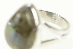 Sterling Silver Pear Labradorite Cabochon Bezel Statement Ring