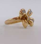 Fancy 18kt Solid Yellow Gold & Diamond Bow Ring