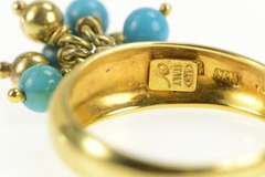 Sterling Silver Turquoise Beaded Ball Fringe Tassel Pom Pom Ring