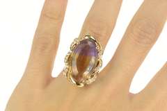 14K Yellow Gold 18.00 Ctw Ametrine Diamond Halo Cocktail Ring