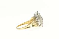 14K Yellow Gold 1.00 Ctw Marquise Diamond Cluster Statement Ring