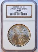 1897 Top 100 Vam 6A Pitted Reverse MS 64 Morgan