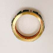 14kt Solid Yellow Gold, Diamond, and Enamel Band Ring