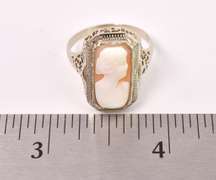 Lovely Vintage Cameo Ring in 14K White Gold