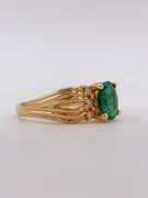 18kt Solid Yellow Gold, Emerald, & Diamond Ring