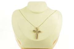 10K Yellow Gold 0.50 Ctw Diamond Inset Curvy Cross Christian Pendant