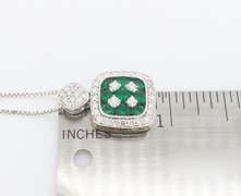 Diamond & Emerald Pendant Necklace made in 18k White Gold