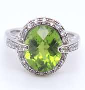925 Sterling Silver Green Cubic Zirconia Pendant on Chain with Ring and Matching Earrings