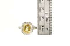14K White Gold 2.81 Ctw Citrine Diamond Halo Engagement Ring
