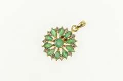 Sterling Silver Marquise Emerald White Sapphire Circle Pendant