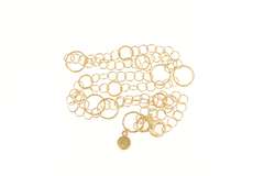 18K Yellow Gold Designer Textured Round Layered Chain Necklace