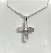 Beautiful Platinum over Sterling silver Cross center stone Dancing pendant