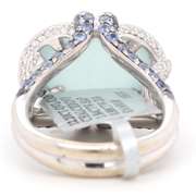 New 12.20ct Chalcedony 1.84ctw Sapphire and 0.88ctw Diamond Frame Ring in 18K