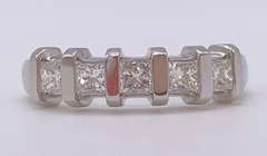 14kt Solid White Gold & Diamond Band