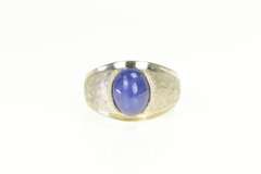 14K White Gold Retro Syn. Blue Star Sapphire Graduated Ring