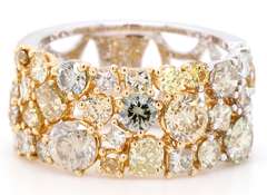 3.96ctw Mixed Fancy Color Diamond Two Tone Band Ring in 18K