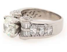 JB Star 3.86ctw Round Baguette and Marquise Diamond Engagement Ring in Platinum