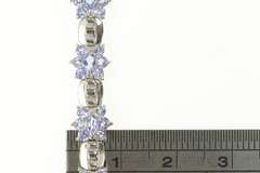 14K White Gold Tanzanite Round Flower Cluster Tennis Bracelet
