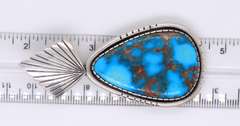 Vintage 925 Sterling Silver Signed Turquoise Pendant