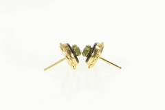 14K Yellow Gold Retro Black Onyx Nephrite Statement Stud Earrings