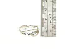 10K White Gold Diamond Inset Wrap Wedding Band Guard Ring