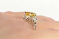 14K White Gold 2.81 Ctw Citrine Diamond Halo Engagement Ring