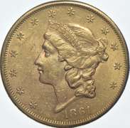 1861 $20 Liberty Head Gold Double Eagle