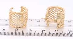 Beautiful Yellow Gold Basket Woven Huggies Earring
