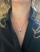 Diamond & Emerald Pendant Necklace made in 18k White Gold