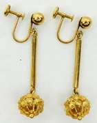 Vintage 14K Gold Etruscan Drop Earrings