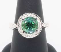 Rare Indicolite Tourmaline & Diamond Ring in 18k White Gold