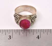 Sterling Silver Ring With Enhanced Ruby
