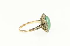 14K Yellow Gold Victorian Oval Turquoise White Sapphire Halo Ring