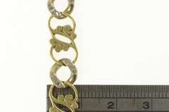 14K Yellow Gold Two Tone Diamond Scroll Filigree Chain Link Bracelet