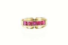 10K Yellow Gold 1950's Syn. Ruby Men's Ornate Statement Ring