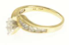 14K Yellow Gold 0.87 Ctw Marquise Diamond Bypass Engagement Ring