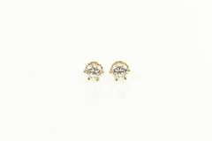 14K Yellow Gold 4.0mm Solitaire CZ Classic Round Stud Earrings