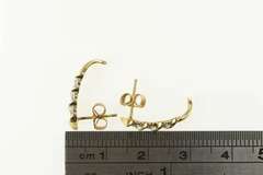 10K Yellow Gold Diamond Inset Wavy Design Semi Hoop Bar Earrings