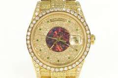 14K 6.34 Ctw Rolex Black Opal Diamond Encrusted Men's Watch