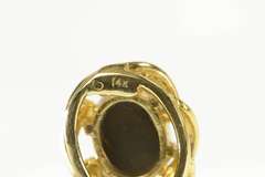 14K Yellow Gold Oval Ammolite Doublet Vintage Statement Pendant