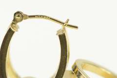 14K Yellow Gold Pearl Split Oval Hoop Vintage Statement Earrings