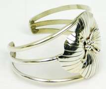 1985 Carol Felley Sterling Hibiscus Cuff Bracelet