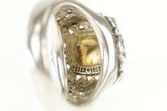 Sterling Silver Ornate Rococo Swirl Domed 14k Gold Filigree Ring
