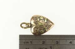 14K Yellow Gold Victorian Thistle Forget Me Not Heart Charm/Pendant