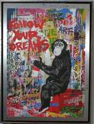 Extremely collectable original Brainwash hand signed by the artist on metal Mr. Brainwash Follow your dream